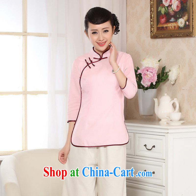 Allow Ms. Jing Tang Women's clothes summer T-shirt, cotton for the hand-painted Chinese Han-female improved Tang on the cuff - B pink 2 XL, facilitating Jing, shopping on the Internet