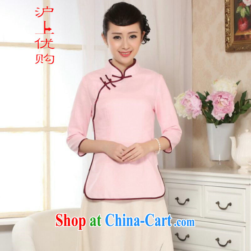 On Shanghai and optimize purchase female Tang Women's clothes summer T-shirt, for a tight hand-painted cotton the Chinese Han-female improved pink 2 XL
