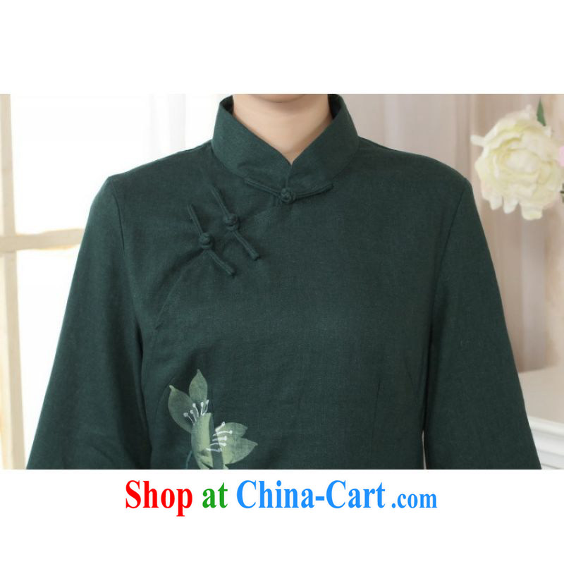 Shanghai, optimize purchase female Tang Women's clothes summer wear T-shirt, for a tight hand-painted cotton the Chinese Han-female improved green 2 XL, Shanghai, optimize, and shopping on the Internet