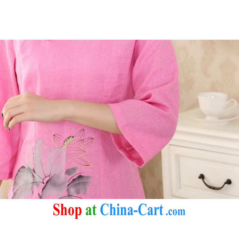 Shanghai, optimize purchase female Tang Women's clothes summer T-shirt, for a tight hand-painted cotton the Chinese Han-female improved pink S, Shanghai, optimize, and shopping on the Internet