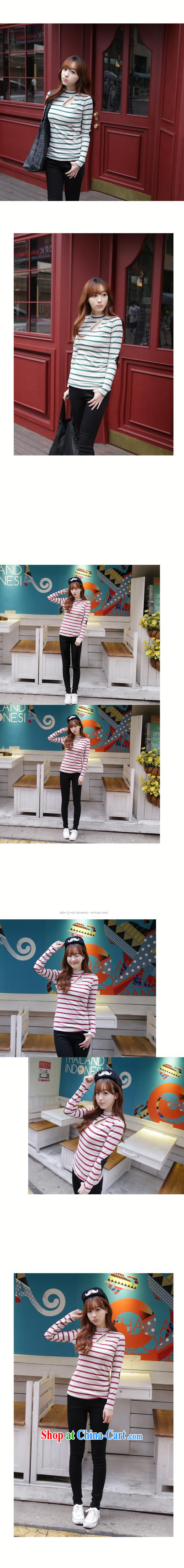 Qin Qing store 2015 spring new Korean Beauty graphics thin stripes cotton long-sleeved shirt T green stripe, pictures, price, brand platters! Elections are good character, the national distribution, so why buy now enjoy more preferential! Health