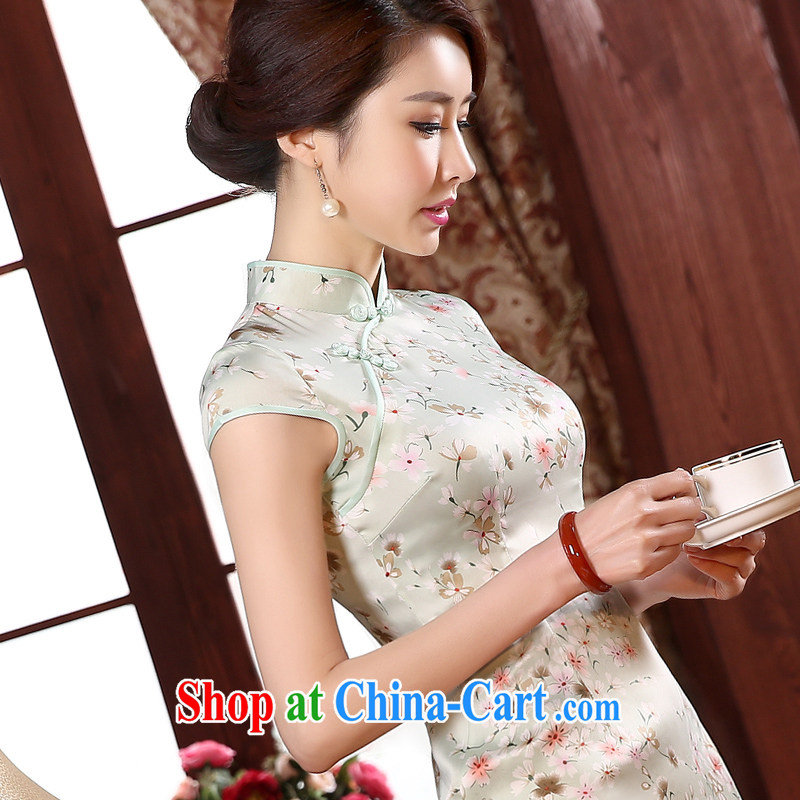 pro-am 2015 new day-old fashioned spring beauty short stylish improved girls' short-sleeve on the truck cheongsam dress white L - waist 73 cm, and the pro-am, shopping on the Internet