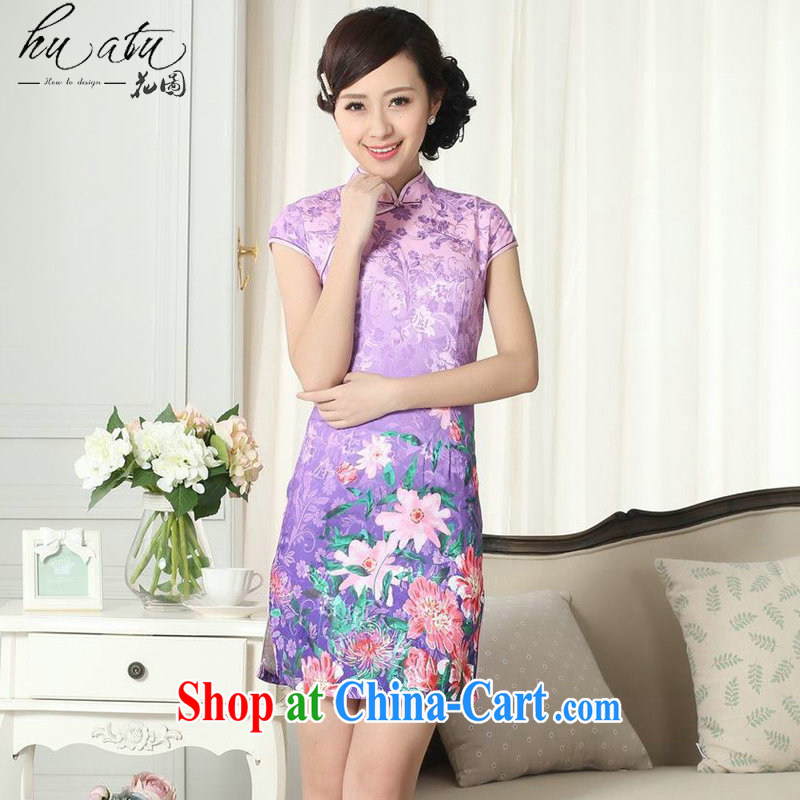 spend the summer new female lady stylish jacquard cotton cultivating short cheongsam dress Chinese, for a tight cheongsam dress such as the color 2 XL, spend figure, shopping on the Internet