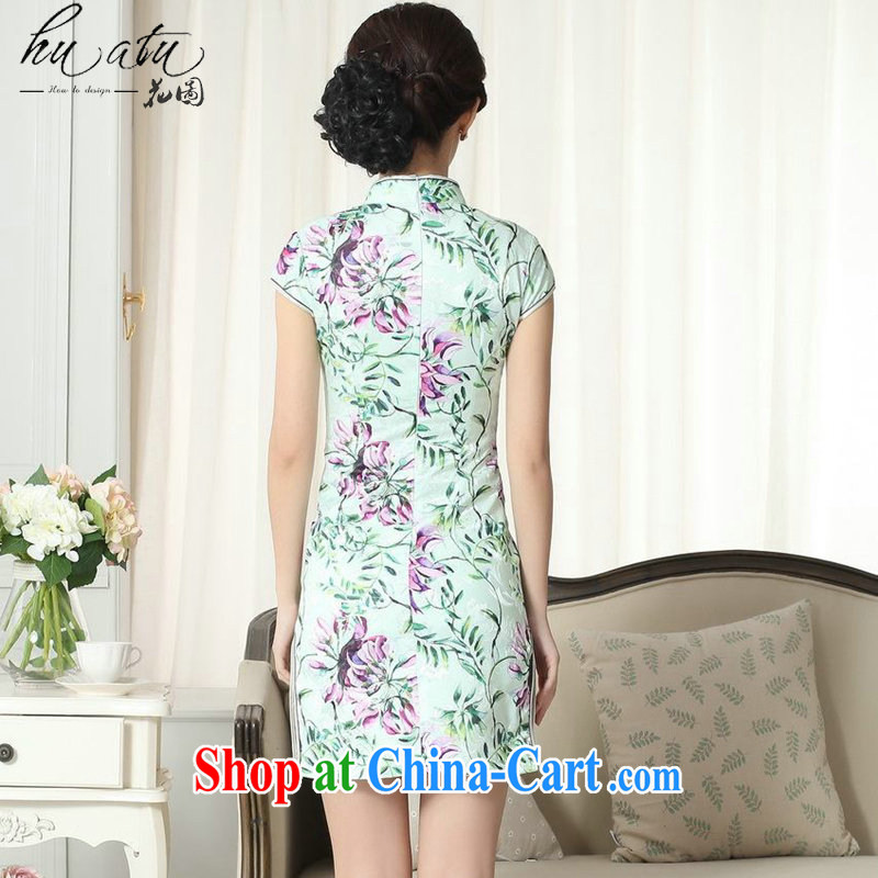 spend the summer with new female lady stylish jacquard cotton cultivating short cheongsam dress Chinese is a tight cheongsam dress such as the color 2 XL, flowers, and shopping on the Internet