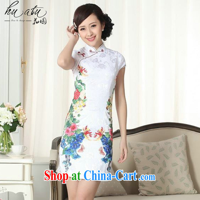 spend the summer with new female lady stylish jacquard cotton cultivating short cheongsam dress stamp duty is a hard-pressed Chinese qipao gown D 02,273 2 XL, figure, and shopping on the Internet