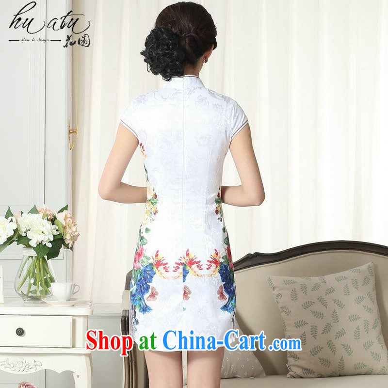 spend the summer with new female lady stylish jacquard cotton cultivating short cheongsam dress stamp duty is a hard-pressed Chinese qipao gown D 02,273 2 XL, figure, and shopping on the Internet
