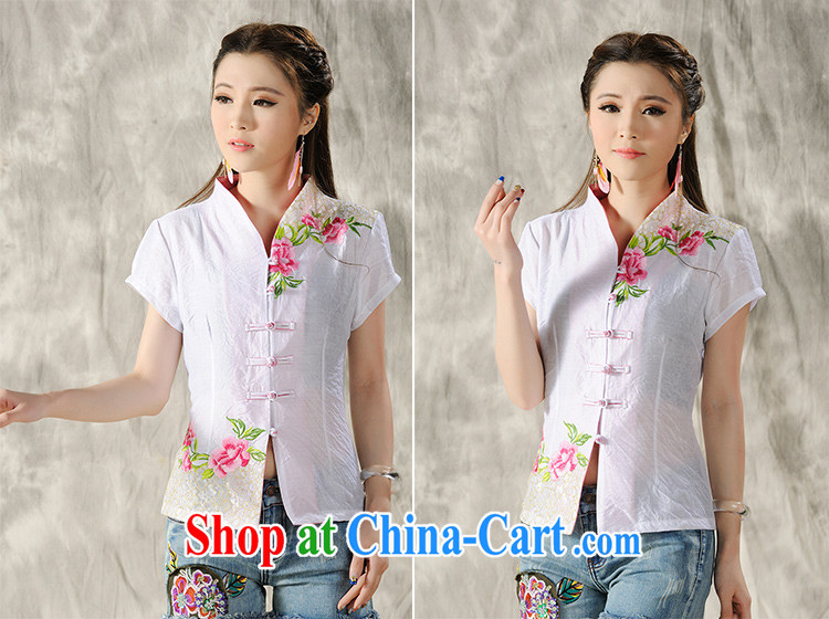 Also the US Ms Audrey EU summer 2015 New National wind Peony embroidery Tang with improved short-sleeved T-shirt white XXL pictures, price, brand platters! Elections are good character, the national distribution, so why buy now enjoy more preferential! Health