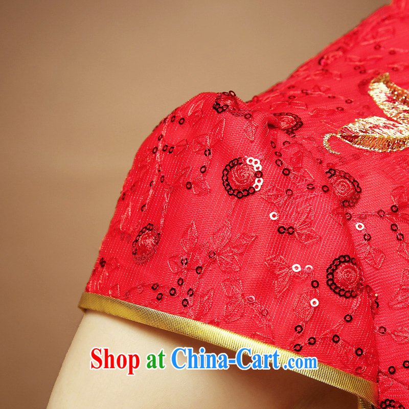 Service was good in spring and summer Chinese bride's summer wedding dress red toast serving thick MM high waist pregnant women dresses short-sleeved short skirts 2XL, good service, and shopping on the Internet
