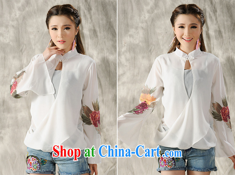 Also the US Ms Audrey EU 2015 spring and summer new Ethnic Wind hand-painted long-sleeved T-shirt outfit white M pictures, price, brand platters! Elections are good character, the national distribution, so why buy now enjoy more preferential! Health
