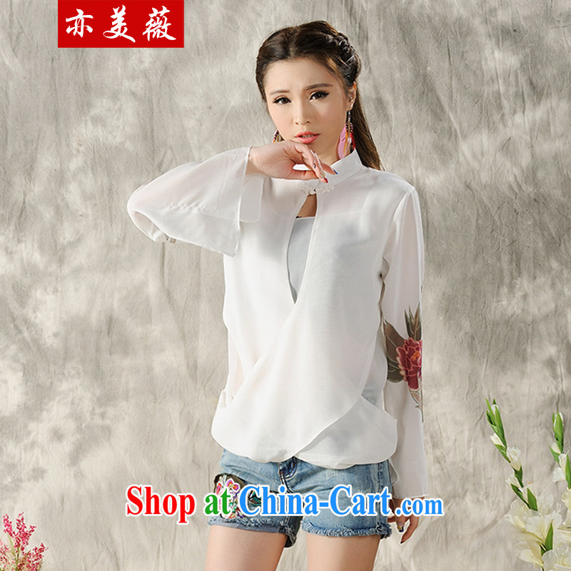 Also the US Ms Audrey EU 2015 spring and summer new Ethnic Wind hand-painted long-sleeved T-shirt outfit white M, also the US Ms Audrey EU Yuet-mee, GARMENT), shopping on the Internet