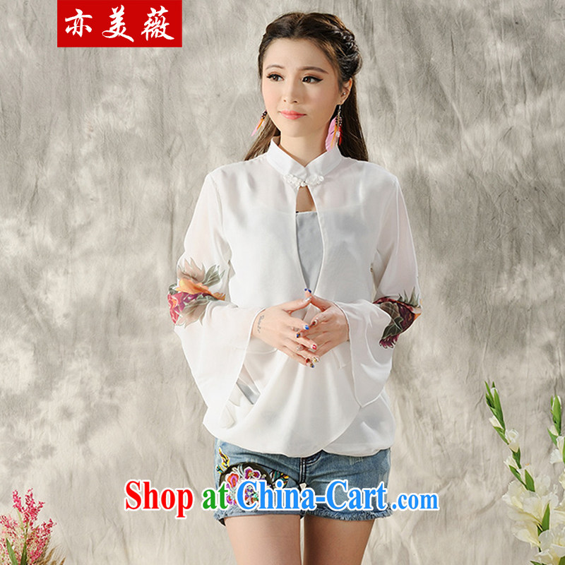 Also the US Ms Audrey EU 2015 spring and summer new Ethnic Wind hand-painted long-sleeved T-shirt outfit white M, also the US Ms Audrey EU Yuet-mee, GARMENT), shopping on the Internet
