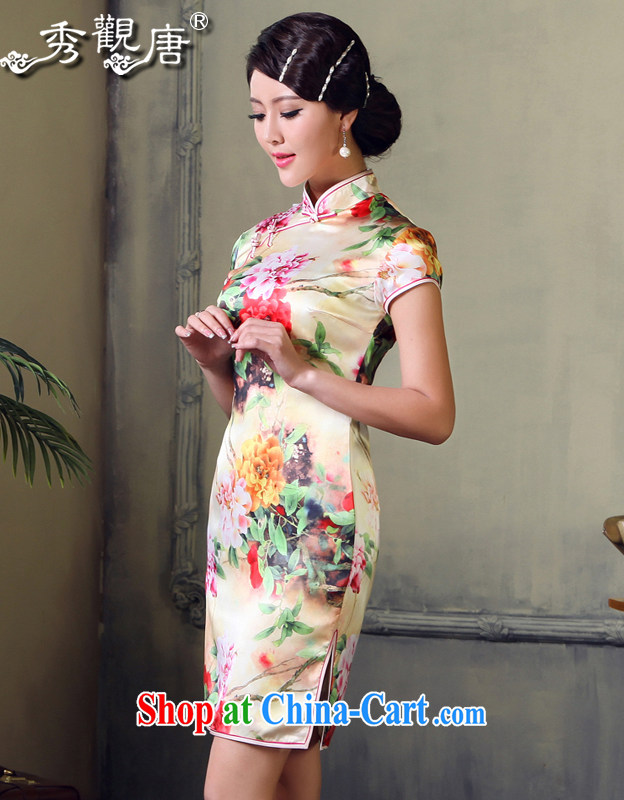 The CYD HO Kwun Tong' The Peony 2015 summer new upscale heavy Silk Cheongsam dress retro fashion cheongsam dress G 611,519 picture color XXL, Sau looked Tang, shopping on the Internet