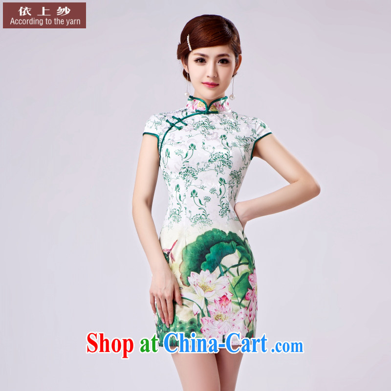 original antique improved stylish summer new ethnic wind cheongsam dress female new digital jacquard cotton short cheongsam floral XL