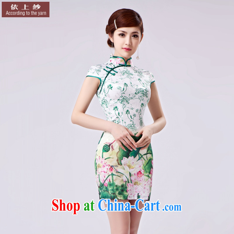The original retro improved stylish summer, new national wind cheongsam dress female new digital jacquard cotton short cheongsam floral XL, Yong-yan good offices, shopping on the Internet