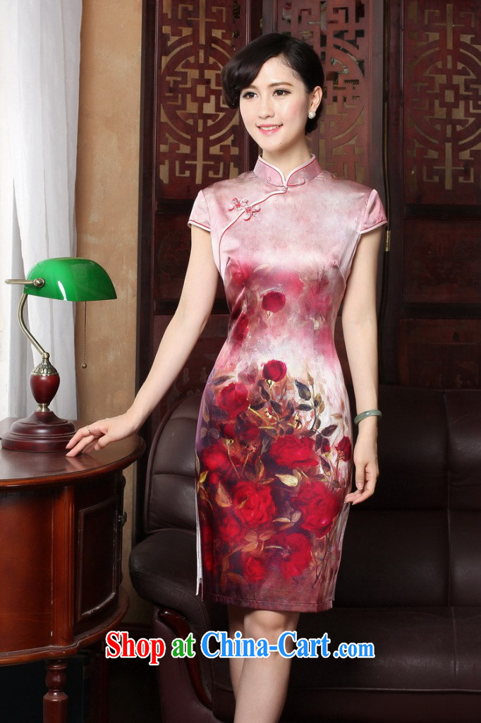 Take the 2015 new roses standard sauna silk retro genuine heavy Silk Cheongsam short summer dresses female figure color 2 XL pictures, price, brand platters! Elections are good character, the national distribution, so why buy now enjoy more preferential! Health