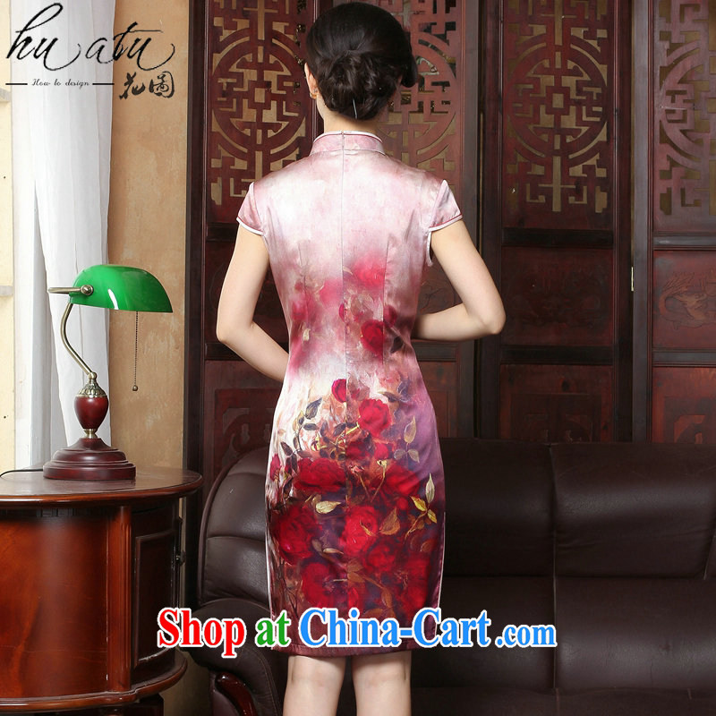 Take the 2015 new roses upscale sauna silk retro genuine heavy Silk Cheongsam short summer dresses female figure color 2 XL, spend figure, shopping on the Internet