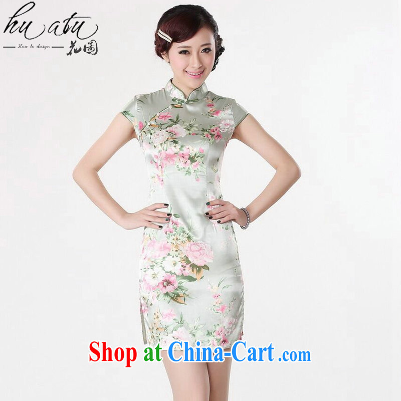 Spend the Summer load new cheongsam dress Chinese Chinese improved, for national costume is a hard-pressed stamp short cheongsam as shown color XL, figure, and shopping on the Internet