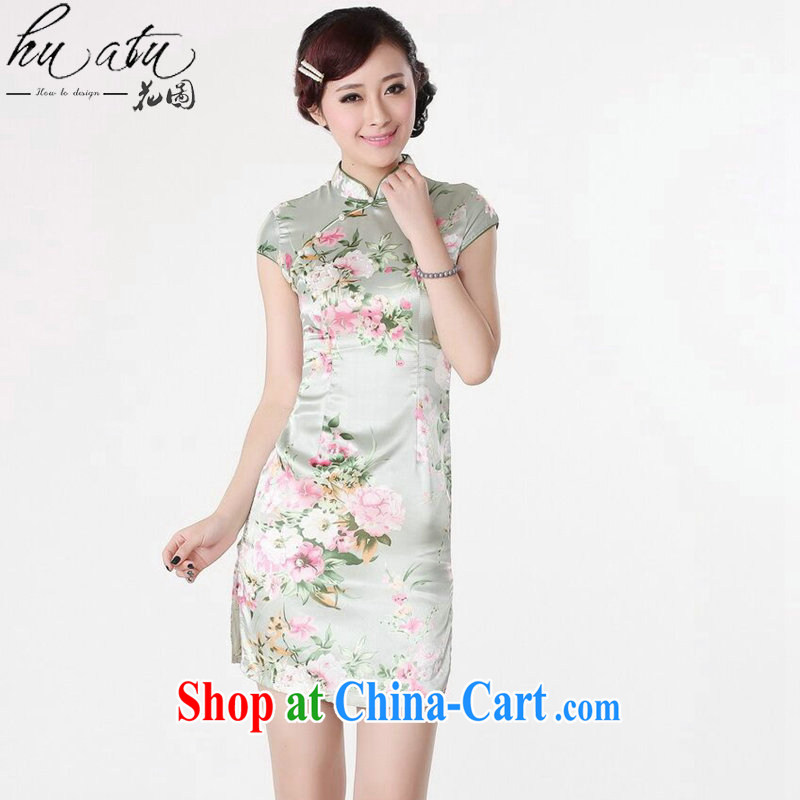 Spend the Summer load new cheongsam dress Chinese Chinese improved, for national costume is a hard-pressed stamp short cheongsam as shown color XL, figure, and shopping on the Internet