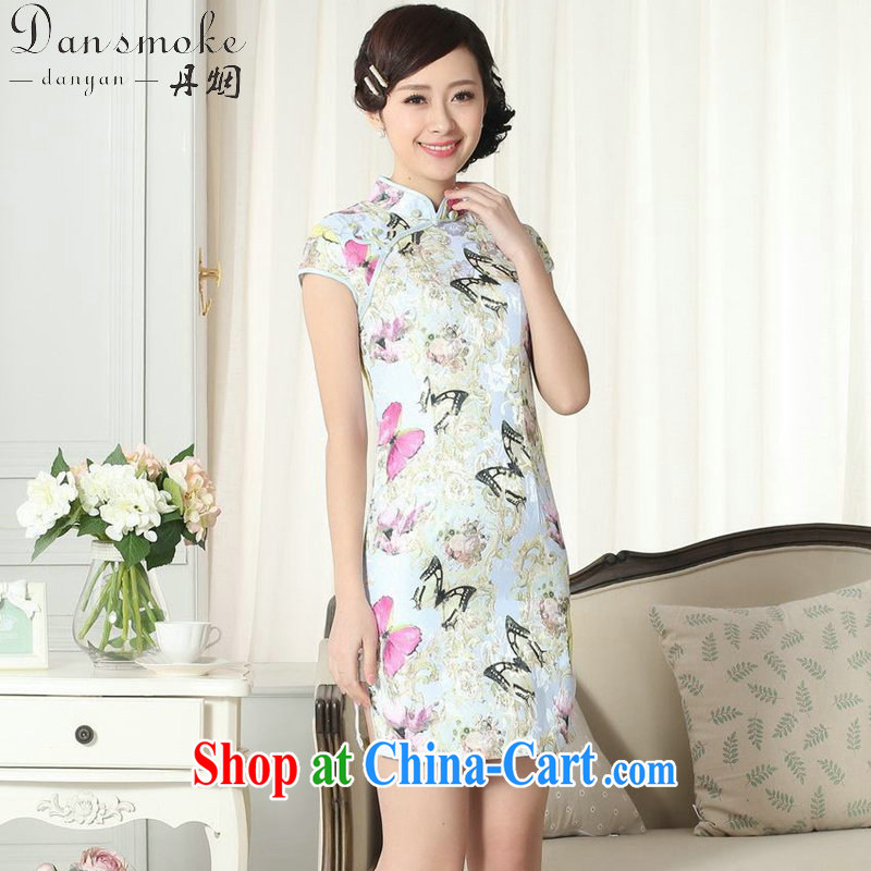 Dan smoke summer new female elegance Chinese qipao Chinese beauty graphics thin stamp duty is a hard, short dresses such as the color 2 XL, Bin Laden smoke, shopping on the Internet