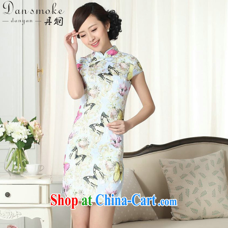 Dan smoke summer new female elegance Chinese qipao Chinese beauty graphics thin stamp duty is a hard, short dresses such as the color 2 XL, Bin Laden smoke, shopping on the Internet