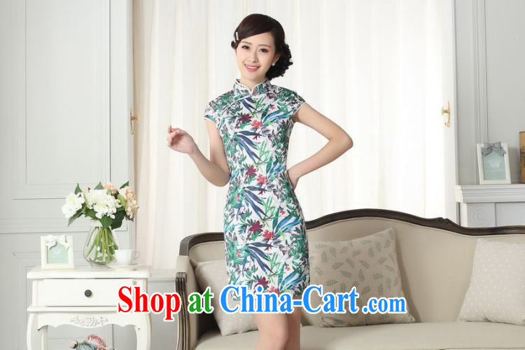 Dan smoke summer new female elegance Chinese qipao saffron Green Leaf Chinese graphics thin, for a tight short dresses such as the color 2 XL pictures, price, brand platters! Elections are good character, the national distribution, so why buy now enjoy more preferential! Health