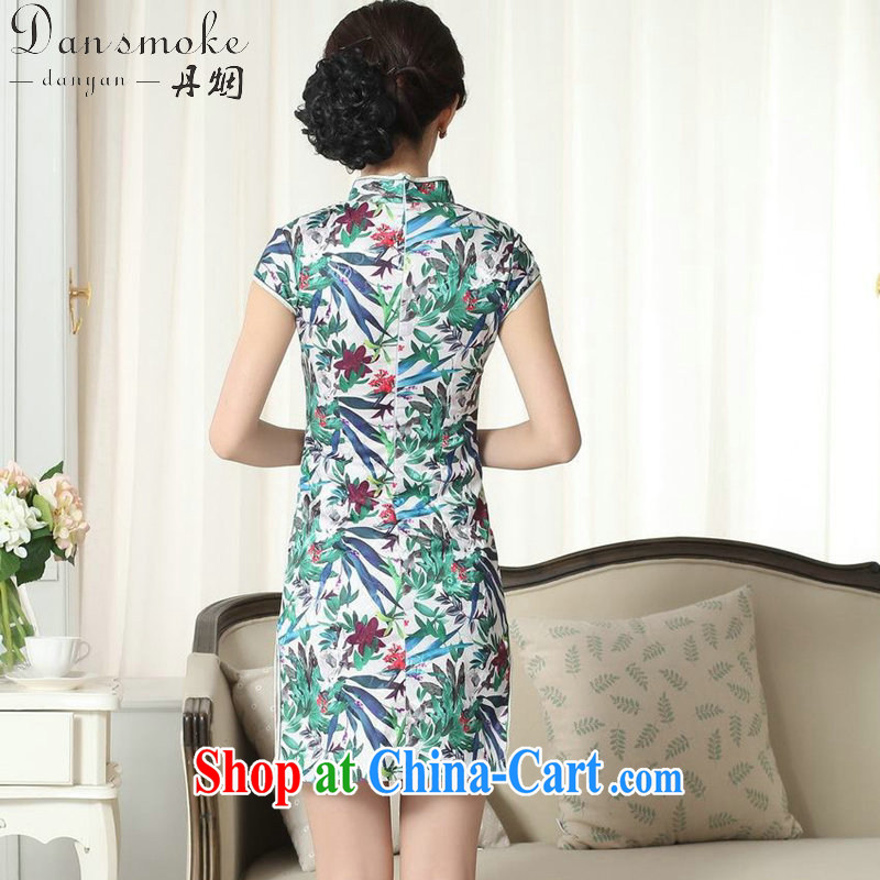 Bin Laden smoke summer new female elegance Chinese qipao saffron Green Leaf Chinese graphics thin, for a tight short dresses such as the color 2 XL, Bin Laden smoke, shopping on the Internet