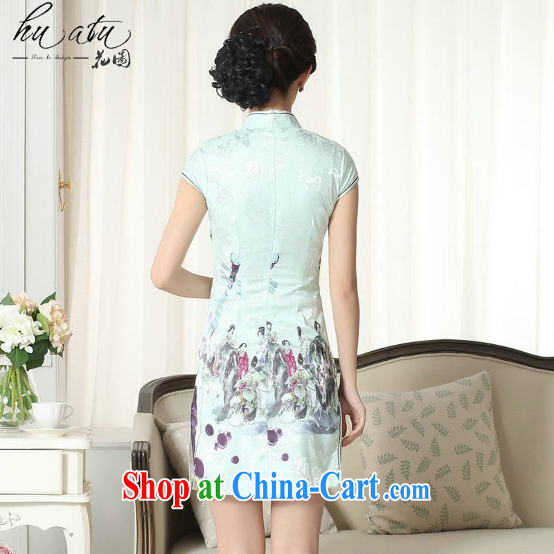 spend the summer with new female lady stylish jacquard cotton cultivating short cheongsam dress Chinese is a hard-pressed for the cheongsam dress such as the color 2 XL, flowers, and shopping on the Internet