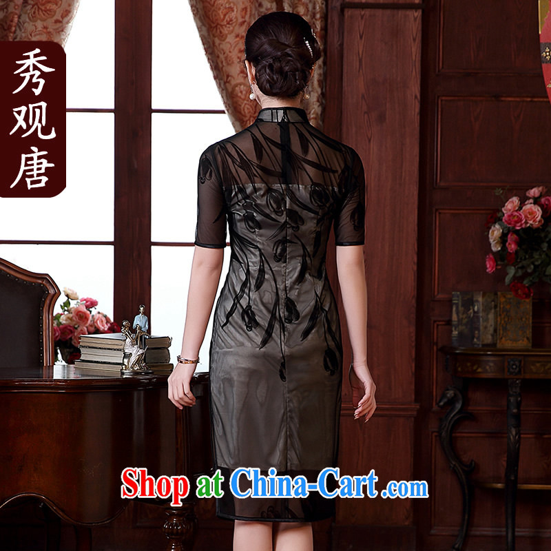 The CYD HO Kwun Tong' Spring Fragrance, lint-free cloth retro style dresses 2015 summer new, improved and stylish sexy dresses QD 5116 black XXXL, Su-koon Tang, and shopping on the Internet