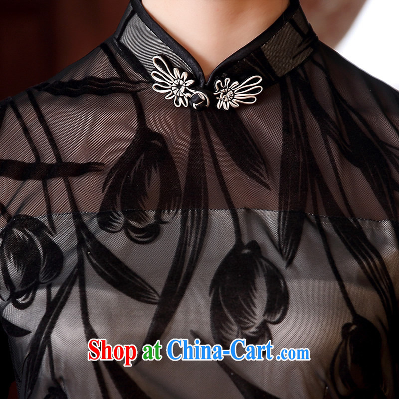 The CYD HO Kwun Tong' Spring Fragrance, lint-free cloth retro style dresses 2015 summer new, improved and stylish sexy dresses QD 5116 black XXXL, Su-koon Tang, and shopping on the Internet