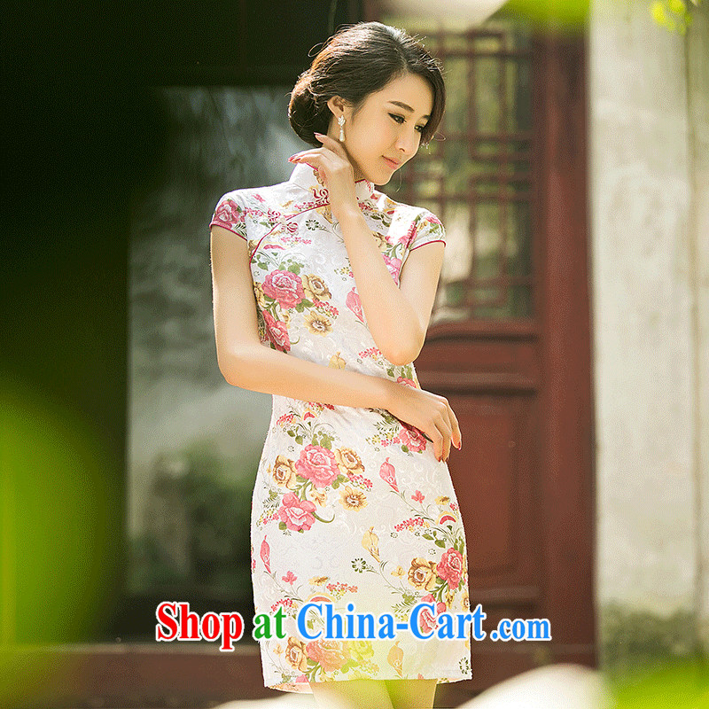 2015 National wind girl with simple and beautiful qipao improved stylish Daily Beauty and elegant cotton the cheongsam dress picture color XXL, micro-ching, shopping on the Internet