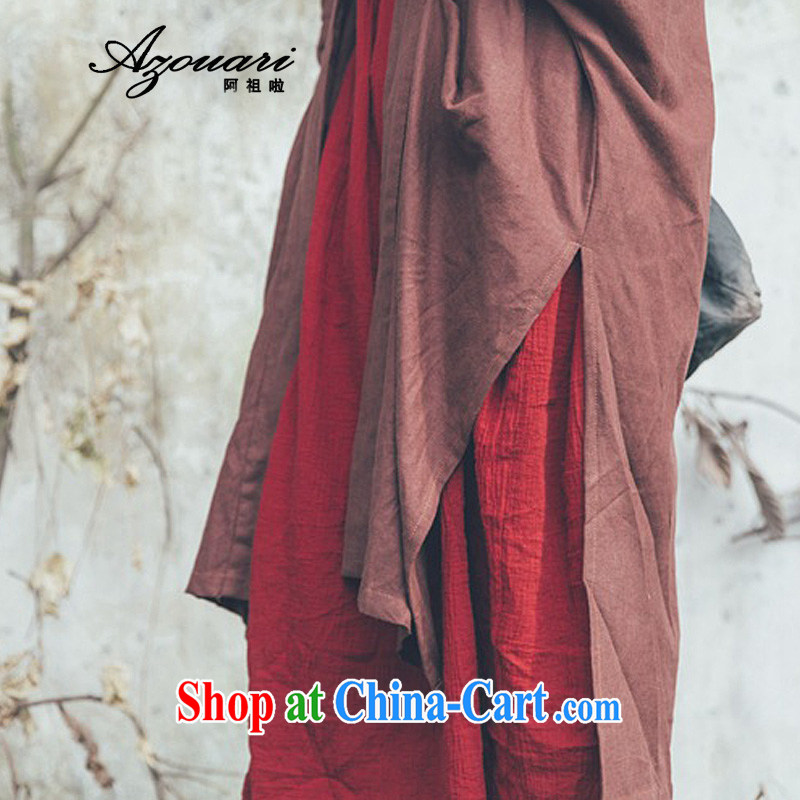 The TSU defense (Azouari) high-quality spring retro, 100 ground on the long-sleeved T-shirt Chinese female long wind jacket such as the Red Cross and coffee Color Code, the ancestral defense (AZOUARI), shopping on the Internet