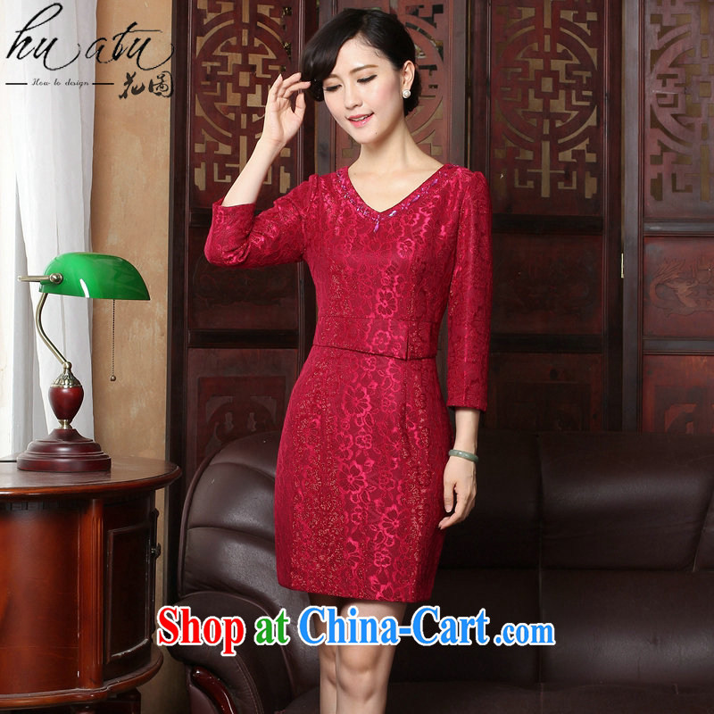 Take the 2015 spring dresses new V collar lace 9 cuff elegant beauty everyday dresses dresses dresses in figure 3XL, spend figure, and shopping on the Internet