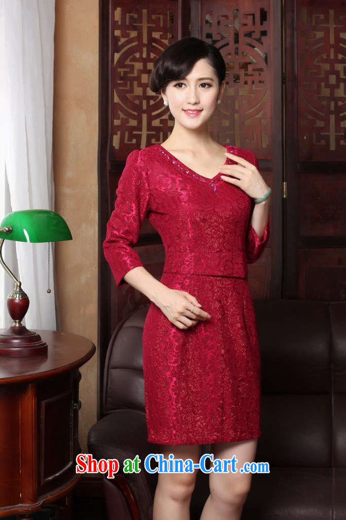 Dan smoke 2015 spring dresses new V collar lace 9 cuff elegant beauty everyday dresses dresses dresses such as the color 3 XL pictures, price, brand platters! Elections are good character, the national distribution, so why buy now enjoy more preferential! Health
