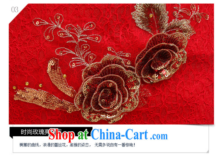 2015 spring and summer new bride toast clothing cheongsam dress, collar lace short dress New Red improved stylish wedding dresses flowers cheongsam red M pictures, price, brand platters! Elections are good character, the national distribution, so why buy now enjoy more preferential! Health