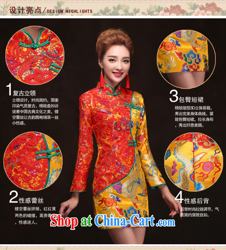 Show reel Service Bridal wedding gown, improved Chinese marriage long-sleeved robes bows service 2015 new summer Gold Red bridal dresses short dresses yellow XXL pictures, price, brand platters! Elections are good character, the national distribution, so why buy now enjoy more preferential! Health