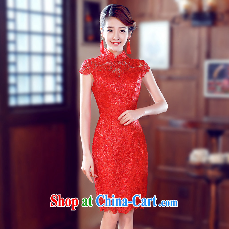 cheongsam dress 2015 spring new bride with toast clothing Stylish retro improved wedding dress short red wedding dresses bridal wedding dress uniform toast at Merlion long M, diffuse Connie married Yi, shopping on the Internet