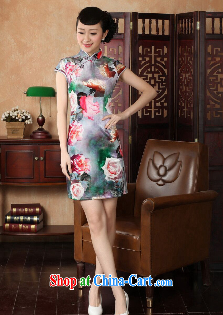 Bin Laden smoke dresses summer new women with Chinese improved, for stretch-wool painting stylish classic short-sleeved short cheongsam as color 2XL pictures, price, brand platters! Elections are good character, the national distribution, so why buy now enjoy more preferential! Health