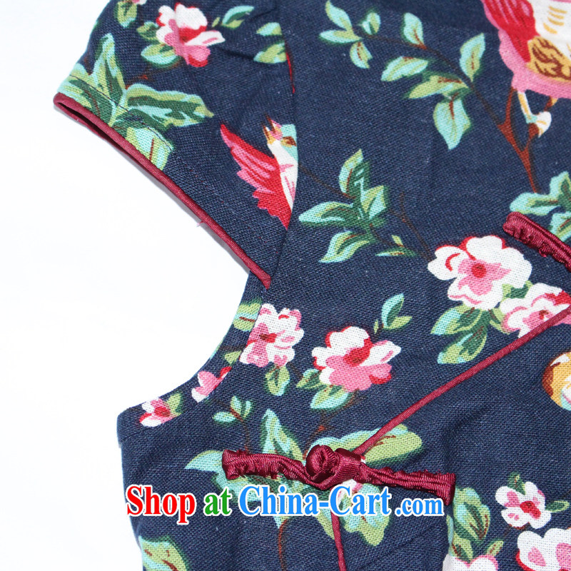 Bong-amphibious Ori-colored the 2015 summer new retro cotton the cheongsam stylish stamp duty cultivating cheongsam dress DQ 1505 XXL suit, Bong-amphibious and, shopping on the Internet