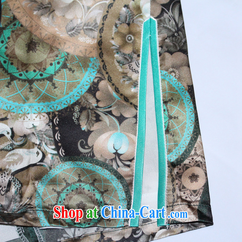 Bong-amphibious Ori-rich bird summer 2015 New Silk Cheongsam heavy silk retro dresses skirts DQ 1507 XXL suit, Bong-amphibious and, shopping on the Internet