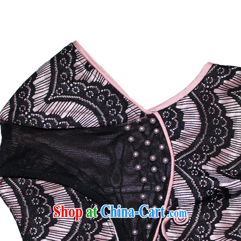 Bong-amphibious Ori-kam-summer 2015 new improved cheongsam lace stitching cultivating charisma cheongsam DQ 1511 pink XXL, Bong-amphibious and, shopping on the Internet