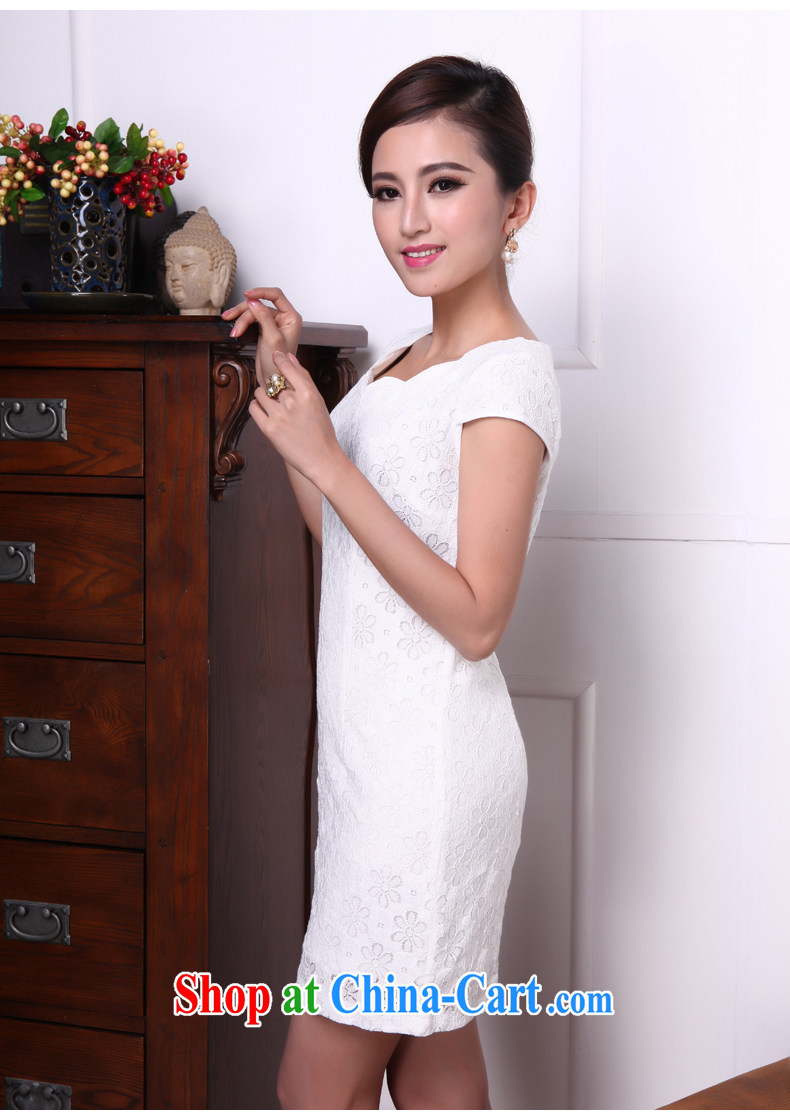Bong-amphibious Ori-pixel white summer 2015 new improved cheongsam style beauty lace on collar cheongsam dress DQ 1517 white XXL pictures, price, brand platters! Elections are good character, the national distribution, so why buy now enjoy more preferential! Health