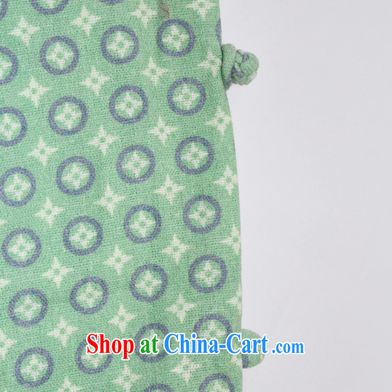 Bong-amphibious Ori-star Dream summer 2015 new retro style dresses cotton cultivating the stamp cheongsam DQ 1519 green XXL, Bong-amphibious and, shopping on the Internet