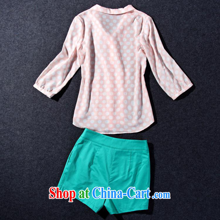 Ya-ting store 2015 spring and summer new female stars with short interviews with V collar pink wave point snow woven T-shirt + shorts picture color L pictures, price, brand platters! Elections are good character, the national distribution, so why buy now enjoy more preferential! Health