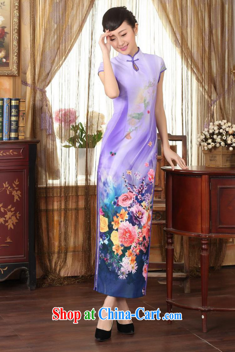 Jing An outfit, Ms. Tang with Diane Fong water droplets short-sleeved cultivating long double cheongsam - A purple M pictures, price, brand platters! Elections are good character, the national distribution, so why buy now enjoy more preferential! Health