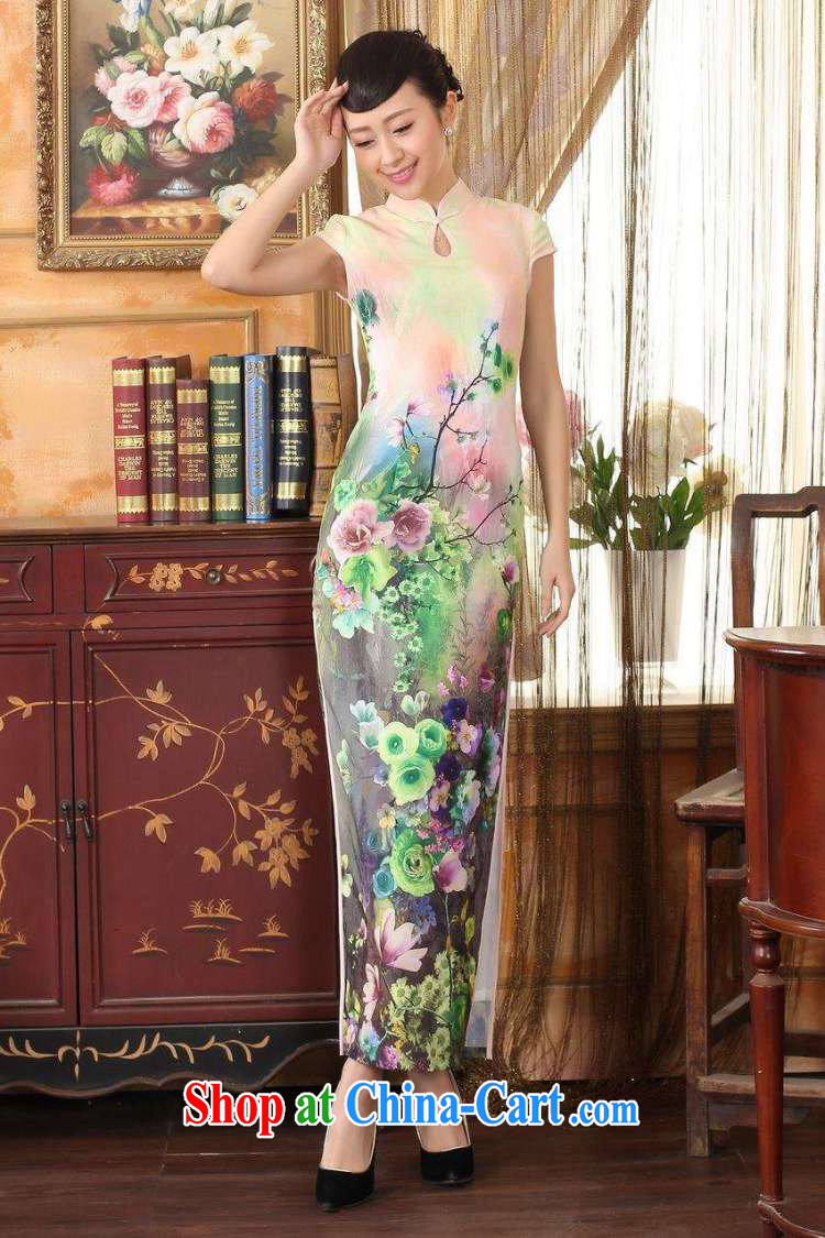Jing An outfit, Ms. Tang with Diane Fong water droplets short-sleeved cultivating long double cheongsam - A green 2 XL pictures, price, brand platters! Elections are good character, the national distribution, so why buy now enjoy more preferential! Health