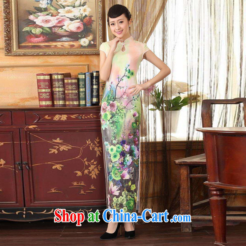 Jing An outfit, Ms. Tang with Diane Fong water droplets collar short-sleeve cultivating long double cheongsam - A green 2 XL, facilitating Jing, shopping on the Internet