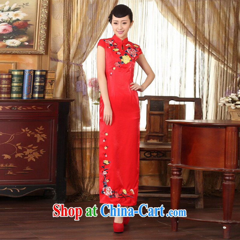 Jing An outfit, Ms. Tang red embroidery cheongsam dress beauty graphics thin elegance dress long cheongsam red 2 XL, an Jing, shopping on the Internet