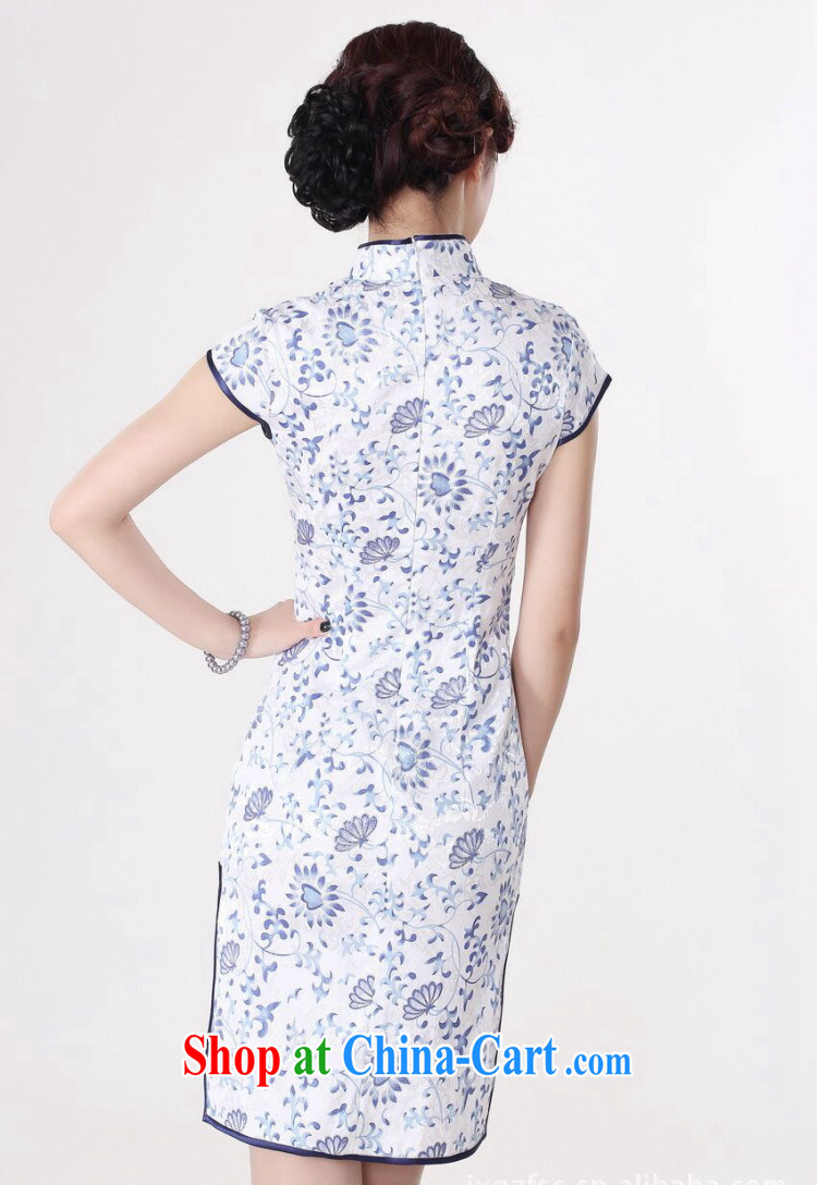 Take the 2015 summer dresses new female Chinese improved, full cotton blue and white porcelain graphics thin retro short cheongsam 4 color 2 XL pictures, price, brand platters! Elections are good character, the national distribution, so why buy now enjoy more preferential! Health
