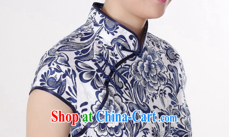 Take the 2015 summer dresses new female Chinese improved, full cotton blue and white porcelain graphics thin retro short cheongsam 4 color 2 XL pictures, price, brand platters! Elections are good character, the national distribution, so why buy now enjoy more preferential! Health