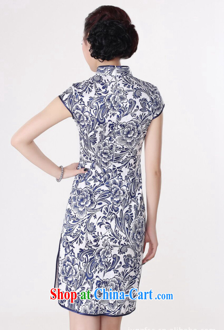 Dan smoke 2015 summer dresses new female Chinese improved, full cotton blue and white porcelain graphics thin retro short cheongsam 4 color M pictures, price, brand platters! Elections are good character, the national distribution, so why buy now enjoy more preferential! Health